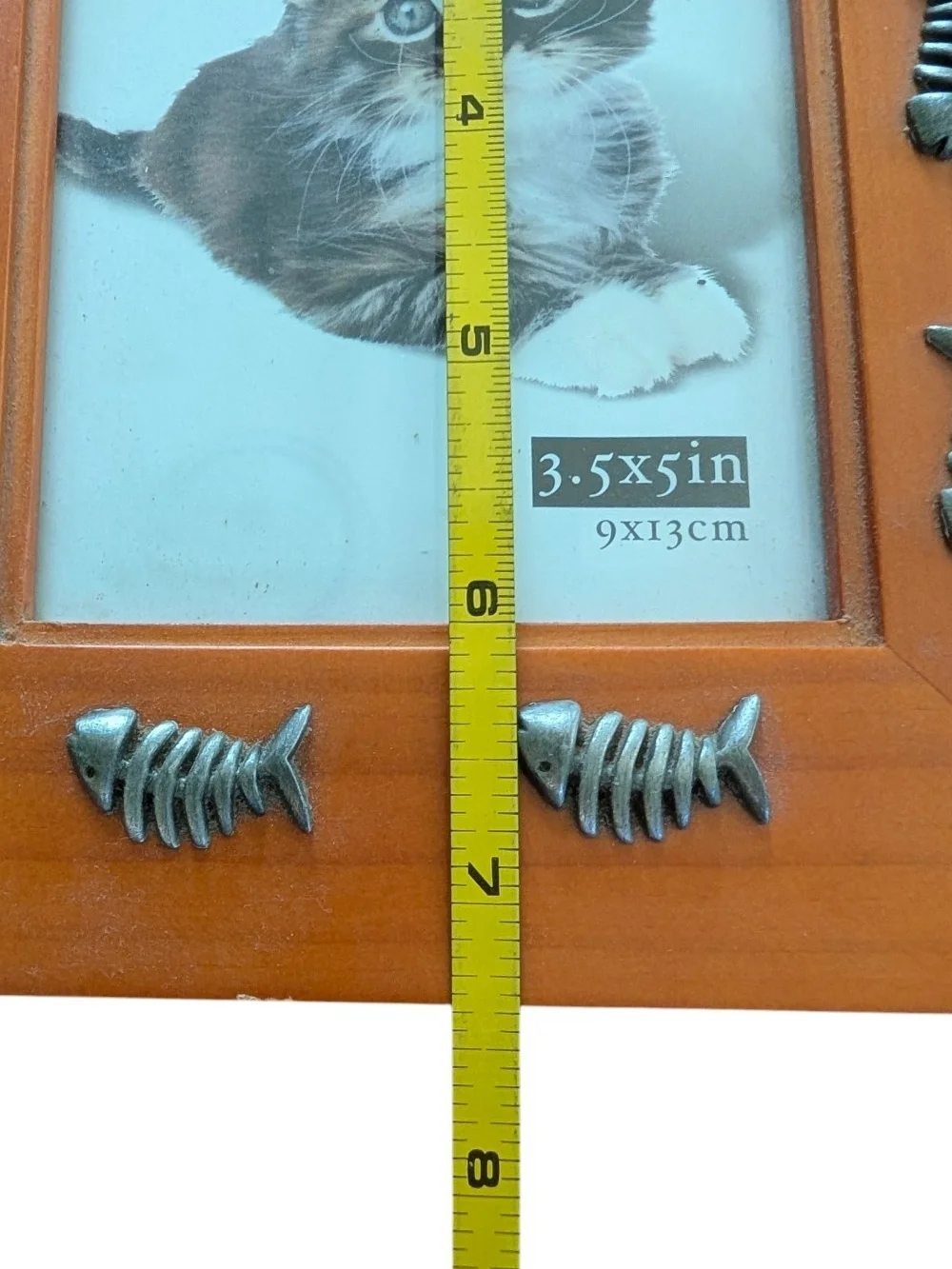 Wooden Photo Frame with Pewter Fish Accents